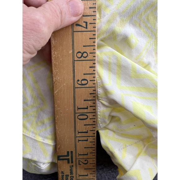 American Eagle Shorts Womens 16 Yellow White Geometric Print Midi Stretch Cotton - Picture 6 of 12